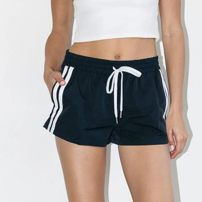 Side Stripe Cotton Nylon Track Shorts - Black Black / Large