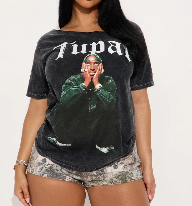 Fashion Nova Off Shoulder Tupac Graphic T-Shirt