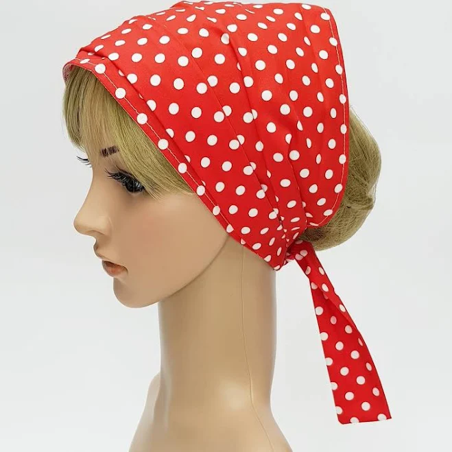 Self Tie Polka Dot Cotton Headscarf