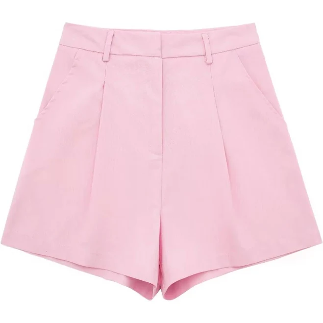 Side Pocket Pleated Linen-Blend Shorts