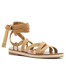 Flat espadrille sandals with ankle ties