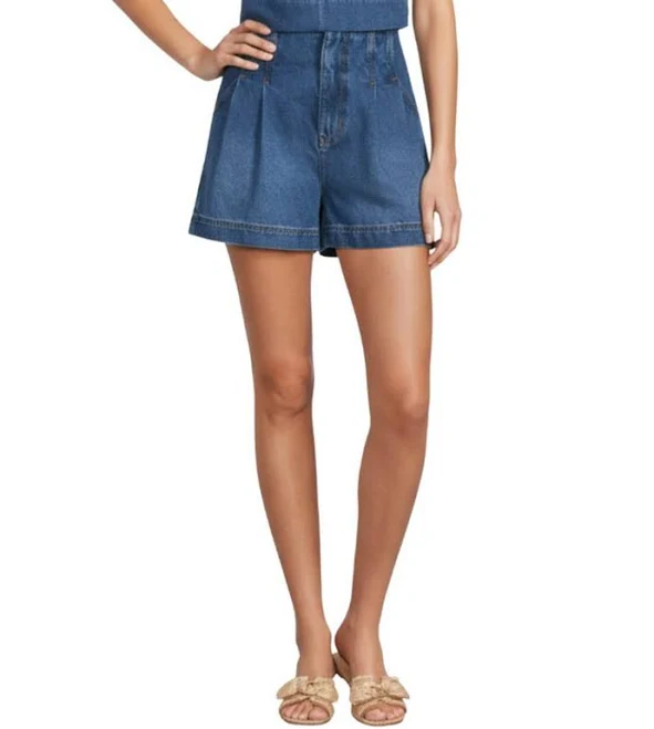 Antonio Melani Kaelie High-Rise Pleated Denim Shorts