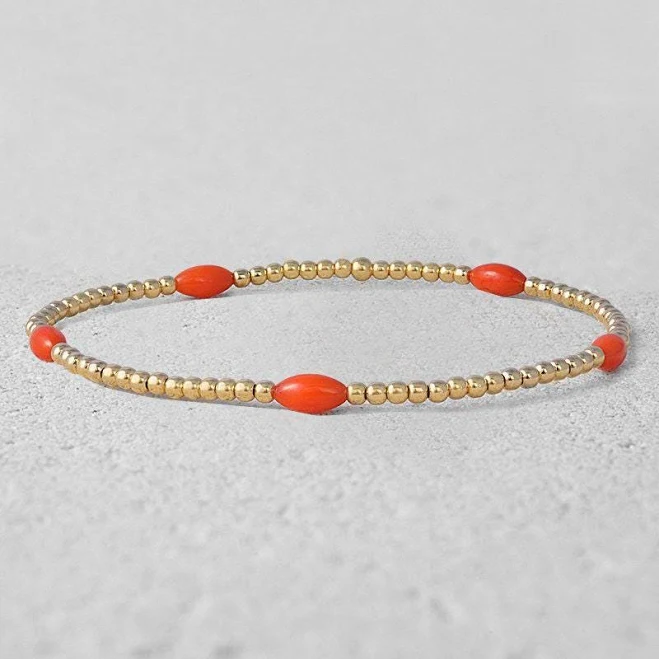 Gold Filled Coral Beaded Bracelet