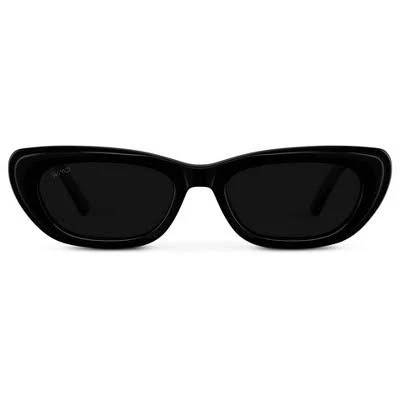 WMP Eyewear Vintage Inspired Cateye Frame Sunglasses - Black / Triple Black Lens