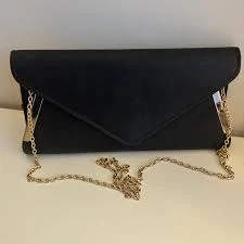 Vegan Leather Envelope Clutch Purse with Chain Strap