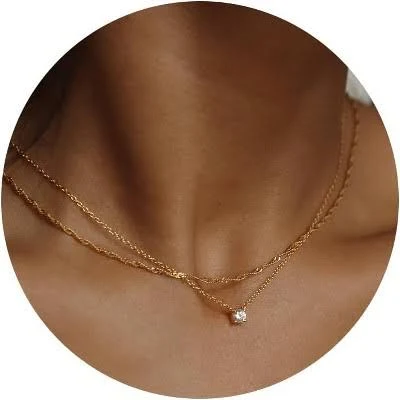 14K Gold Plated CZ Pendant Choker Necklace