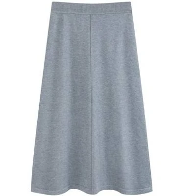 Inspire Chic Women's A-Line Elastic High Waist Ribbed Knit Sweater Skirt