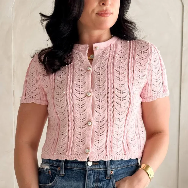 Pearl Knit Cardigan Top
