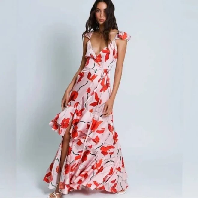 Hutch Senna Floral Tiered Wrap Maxi Dress