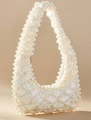 Lucy Satin Pearl Handbag In White