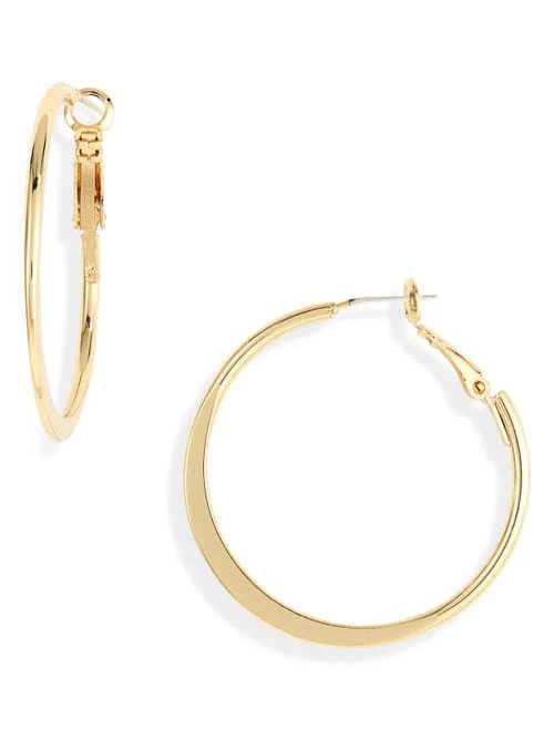 Nordstrom Sterling Silver Plated Demifine Tapered Hoop Earrings