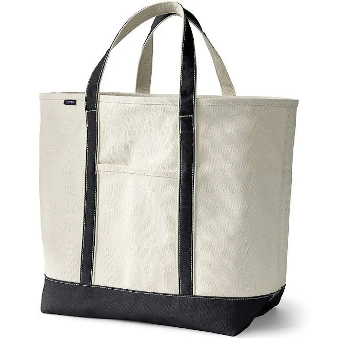 Lands' End Extra Large 5 Pocket Open Top Canvas Tote Bag