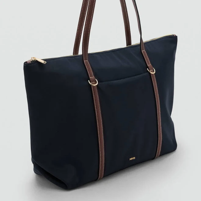 MANGO Women's Double Handle Nylon Shopper Bag