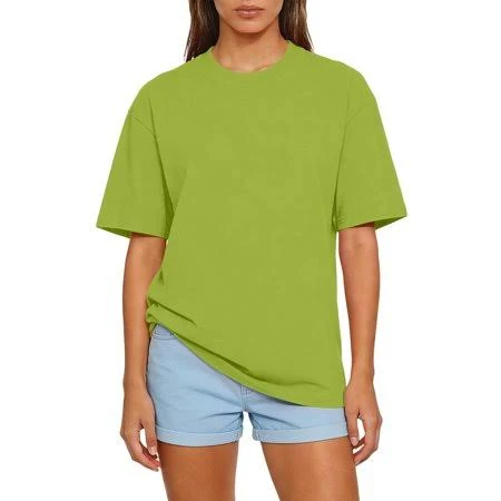 Lumtrix Womens Oversized T Shirts Crewneck Short Sleeve Tops Casual Loose Fit Drop Shoulder Fashion Tees Fluorescent Green M, Women's, Size: Medium