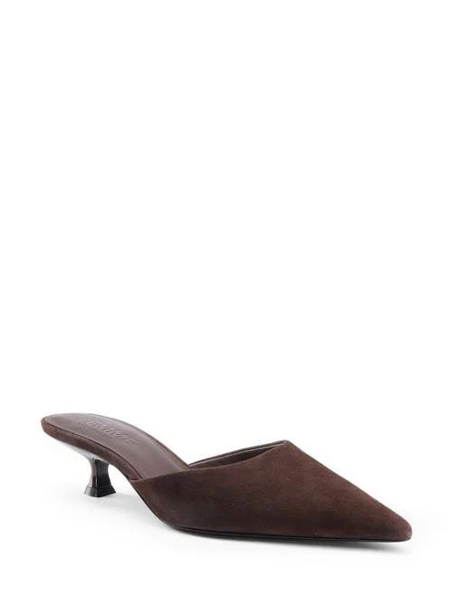 FEMME LA Women's St. Honore Suede Kitten Heel Mules
