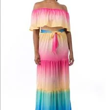 NWT Ombre Off Shoulder Tiered Maxi Dress