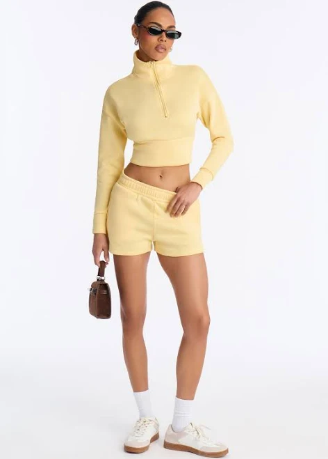 Fashion Nova Alina Fleece Quarter Zip Short Set