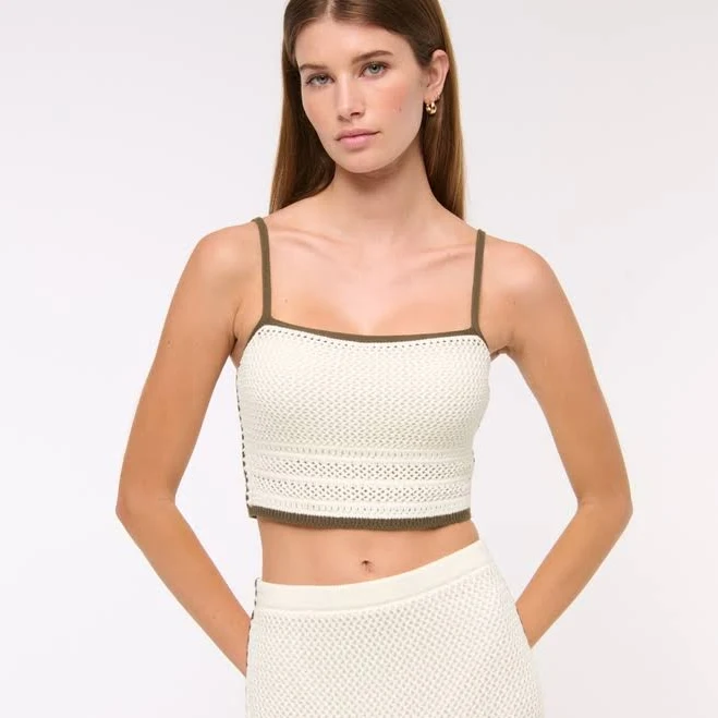 Abercrombie & Fitch Women's Square Neck Crochet-Style Bra Top