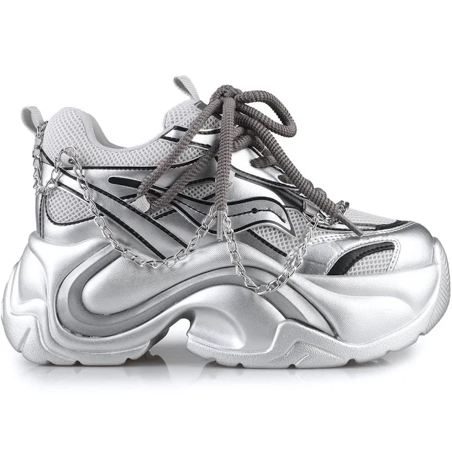 Anthony Wang X ZDW JUPITER 10 Hyperlane Metallic Silver Platform Sneakers