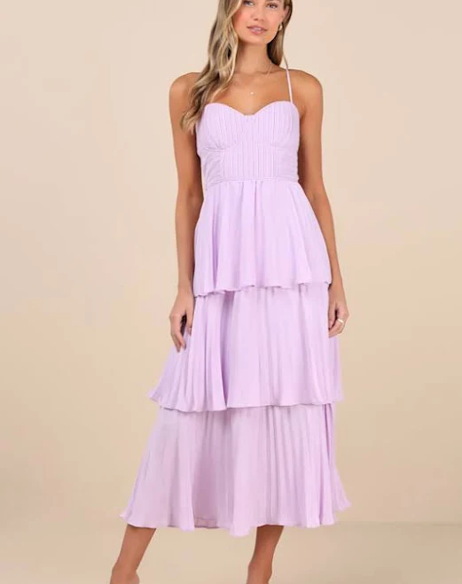 Lulus Tiered Bustier Midi Dress