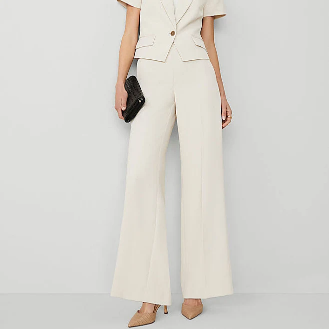 Ann Taylor Women's Fluid Crepe Side Zip Wide-leg Pants