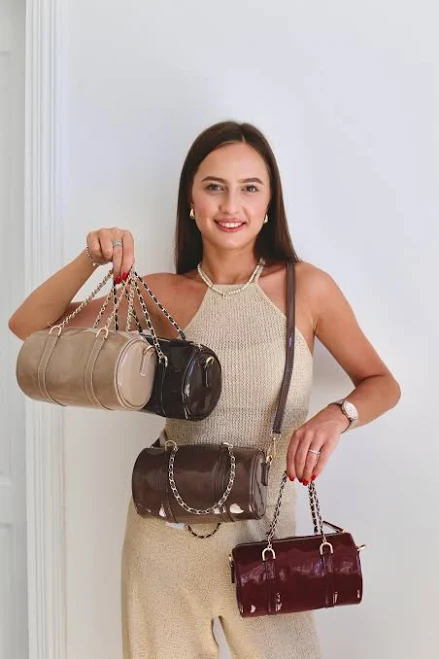 Vegan Patent Leather Mini Bag with Chain