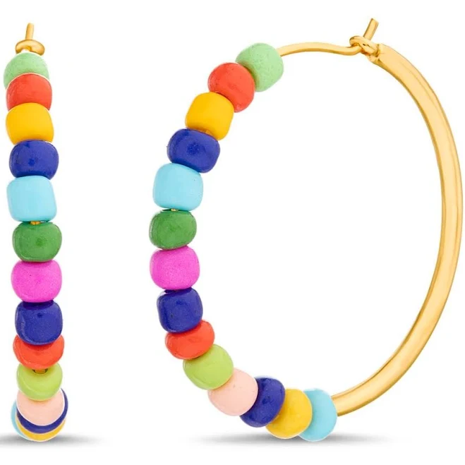 Kensie Women's Beaded Hoop Earrings