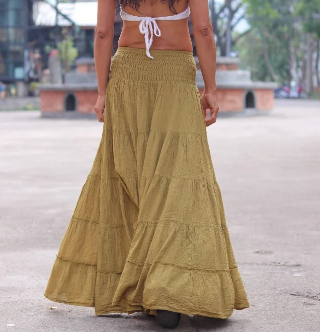Tiered Boho Peasant Maxi Skirt