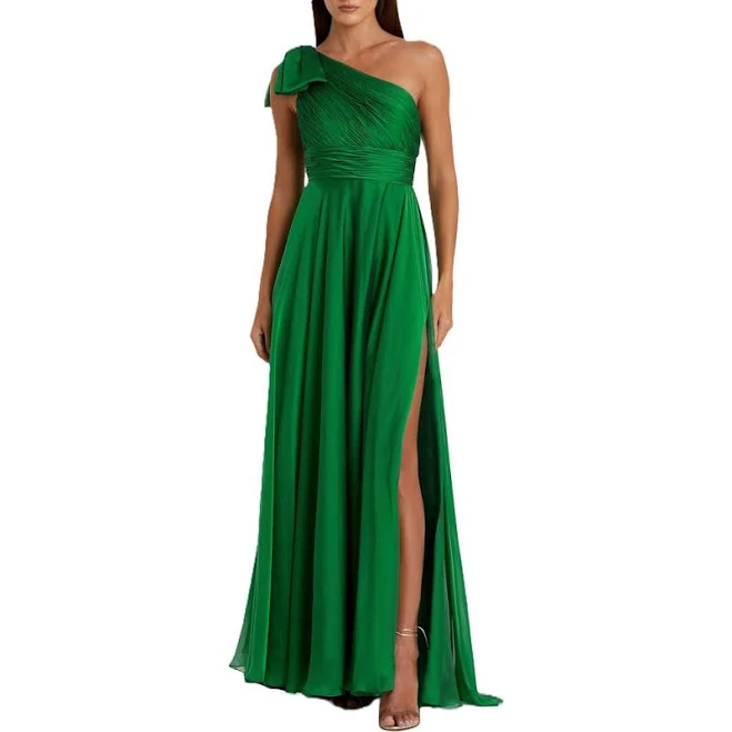 Mac Duggal Women's Pleated One Shoulder Chiffon Gown