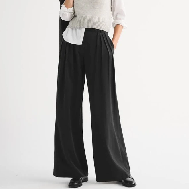 High Rise Crepe Tailored Palazzo Pant