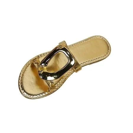 SYMSHOES Women's Metallic Buckle Slide Sandals