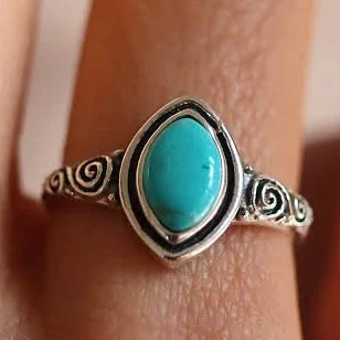 Sterling Silver Oval Turquoise Statement Ring