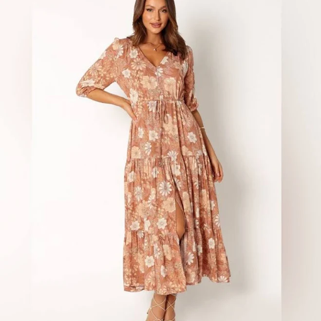 Petal & Pup Dusty Rose Floral Maxi Dress