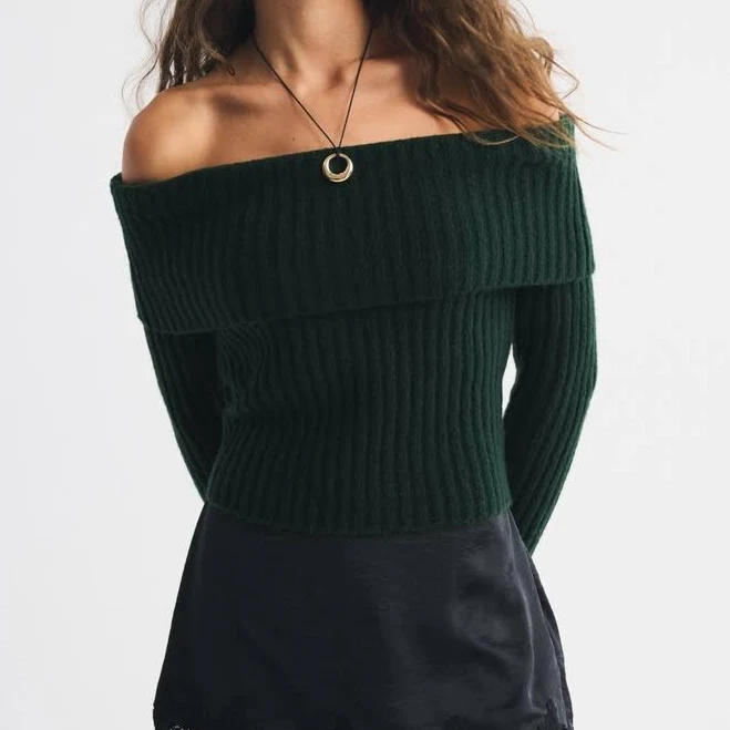 Abercrombie & Fitch Women's Ribbed Foldover Sweater