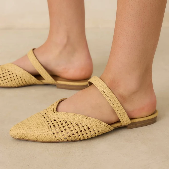 Red Dress Women's There She Goes Pointed-Toe Woven Raffia Mules