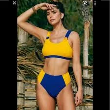 Cupshe Yellow Royal Blue Bikini