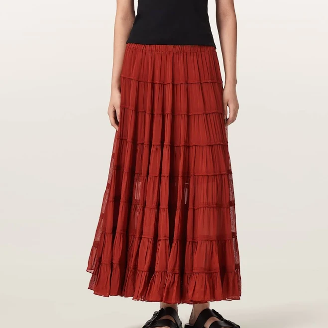 Allsaints Women's Eva Tiered Midi Skirt