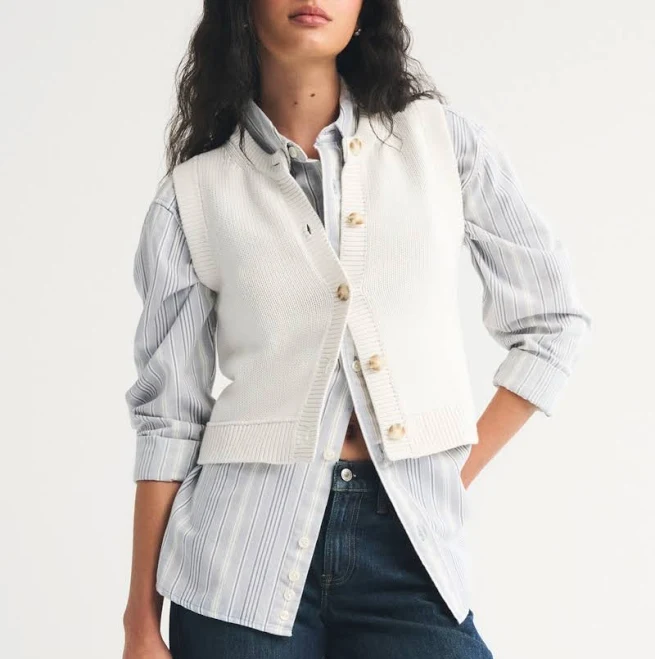 Abercrombie & Fitch Women's Cotton Crew Sweater Vest