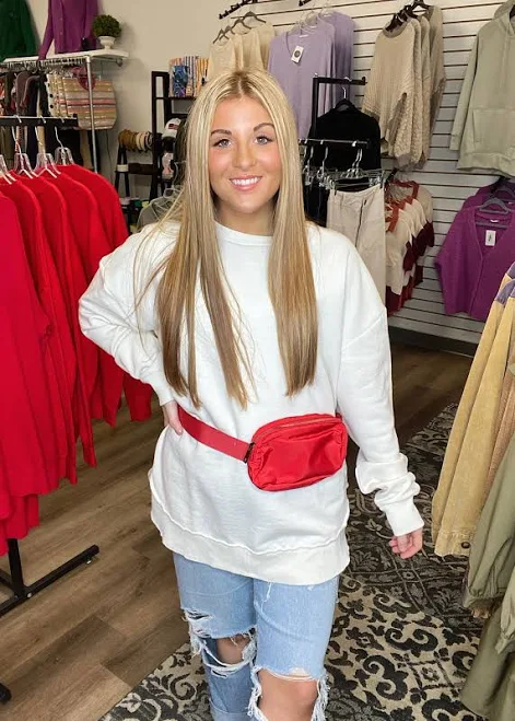 Red Cross Body Nylon Belt Bag