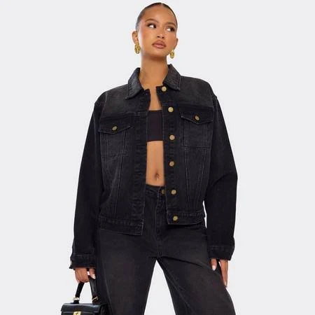 Ego Women's Oversized Denim Button Down Jacket
