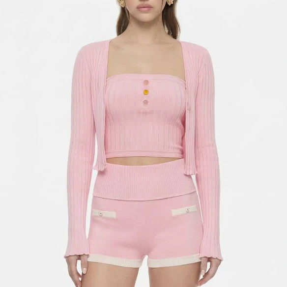 Nana Jacqueline Women's Jane Cropped Ribbed Knit Cardigan