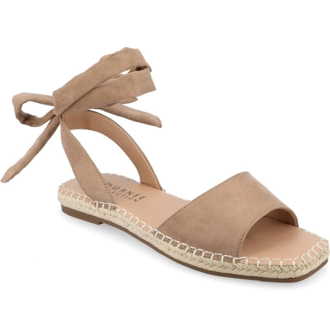 Journee Collection Women's Emelie Espadrille Flat Sandals - Tan - Size 11W