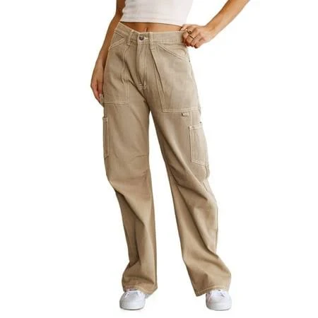 Women's High Waist Full Length Cargo Pants