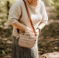 Wicker Crossbody bag, Handmade Natural Ecru Woman's bag, Compact natural stylish ladies everyday handbag, delicate unique design for women