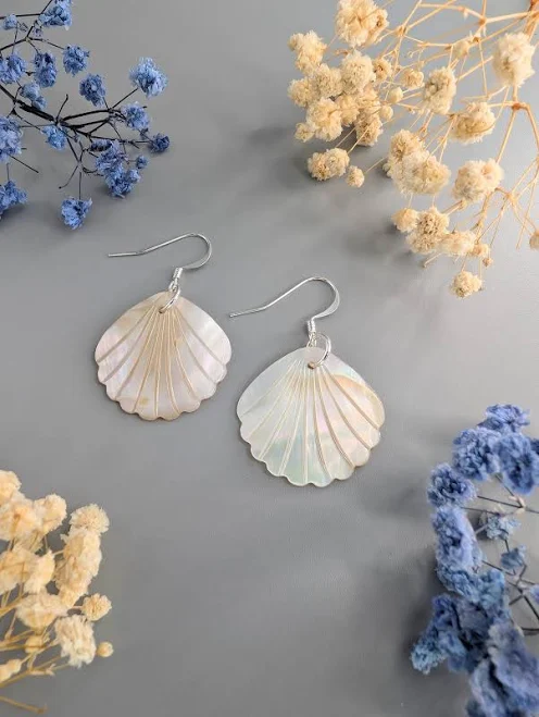 Silver Plated Mermaid Shell Earrings