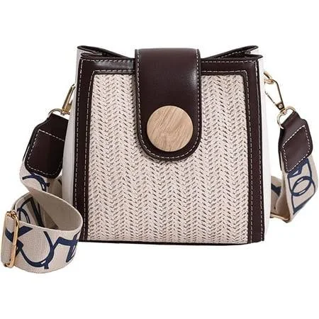 Women's Leather & Straw Crossbody Hobo Bag