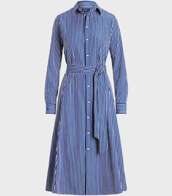 Polo Ralph Lauren Women's Belted Striped Cotton Shirtdress