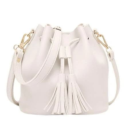 Women's Tassel Mini Bucket Bag with Drawstring