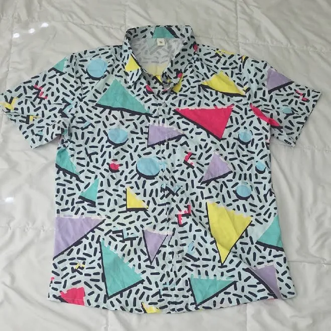 80'/90's Themed Colorful Geometric Pattern Shirt/Short Set