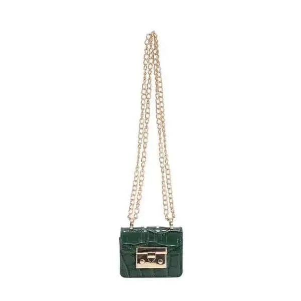 Faux Leather Metallic Mini Should Bag with Chain Strap
